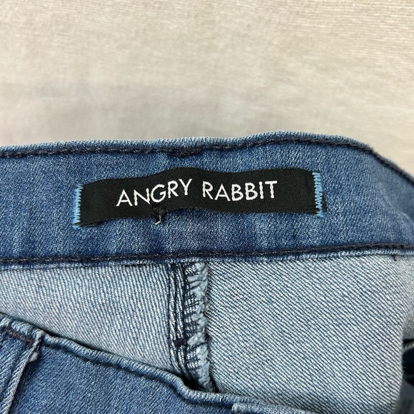 Angry Rabbit High Waisted Wide Leg Jeans Embroidered Rainbow - Picture 8 of 12